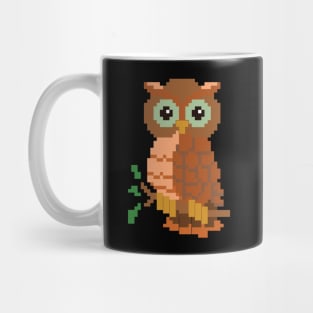 Owl On A Branch Pixel Art Mug